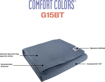 Comfort Colors Fleece Dorm Blanket, Style G15BT, Pepper (1-Pack), 50" x 60"