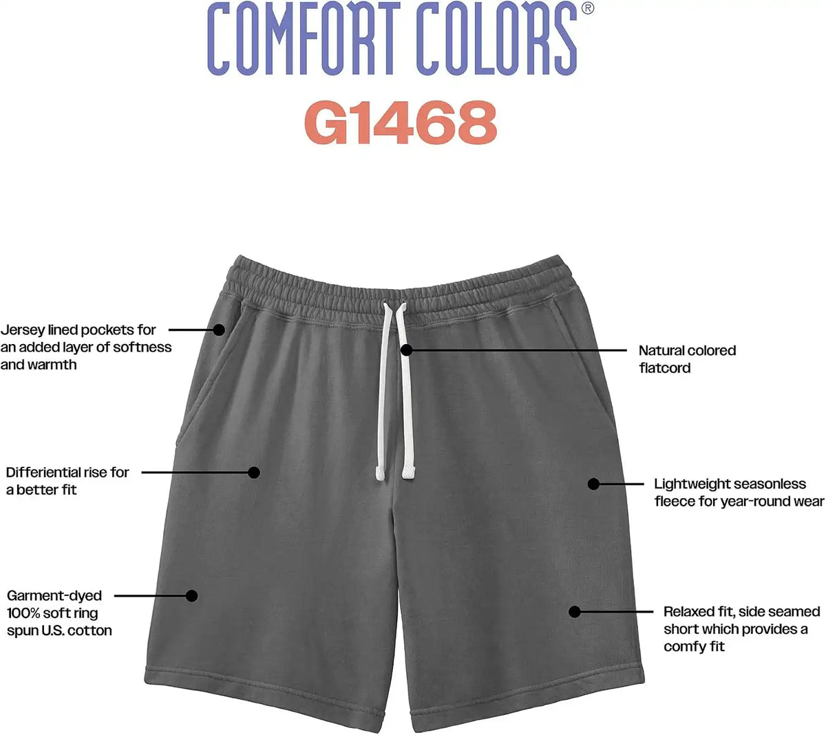 Comfort Colors Adult Lightweight Cotton Sweat Shorts with Pockets, Style G1468