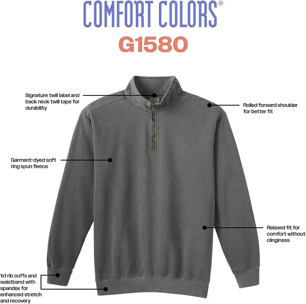 Comfort Colors Adult 1/4 Zip Sweatshirt, Style 1580